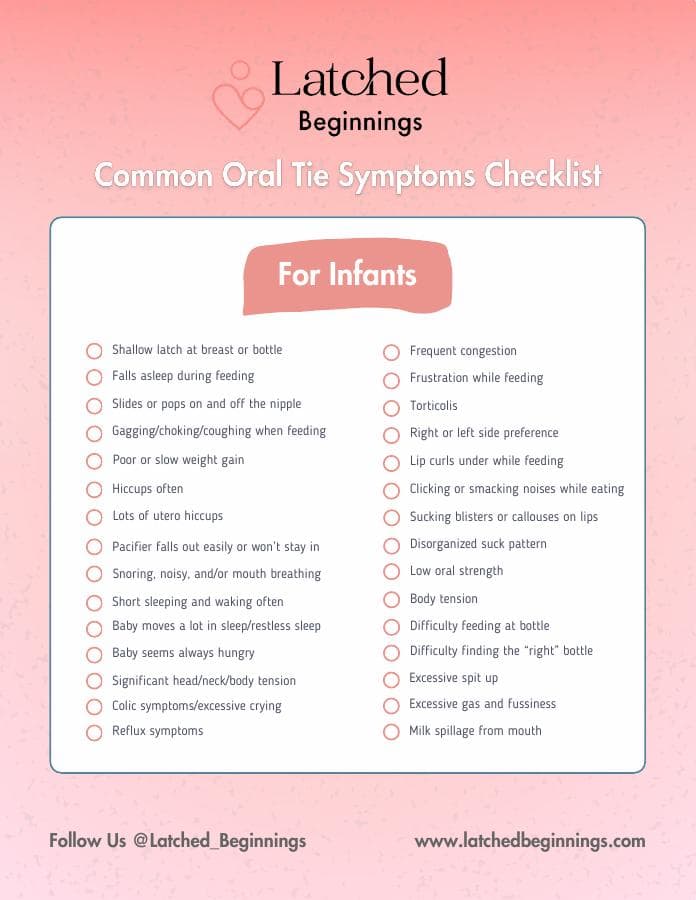 Common Oral Tie Symptoms Checklist preview